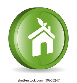 Eco Friendly Home Sign Icon Button