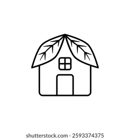 eco friendly house icon leaf house icon, simple flat style, illustration, logo sign symbol pictogram template, for ui or ux isolated on white for mobile app, editable