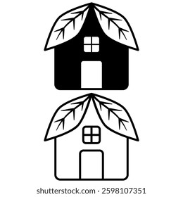 eco friendly house icon leaf house icon, simple flat style, illustration, logo sign symbol pictogram template, for ui or ux isolated on white for mobile app, editable