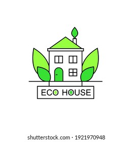 Eco friendly house logo concept with home and green leaves