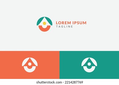 El concepto de logotipo de la casa amigable para el ambiente ecológico en un estilo minimalista y plano. Plantilla de logotipo de vectores para marca en estado real, vivienda, energía limpia, medio ambiente, construcción y más