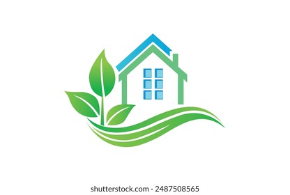 Eco friendly house logo. Vector graphic design