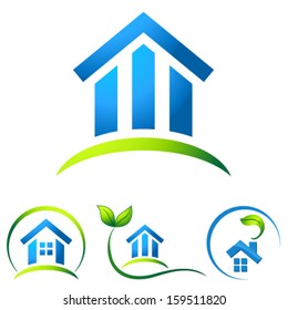 Eco Friendly House Real Estate Icons Stock Vector (Royalty Free ...