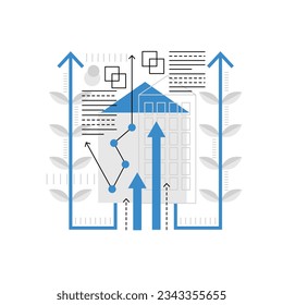 Eco friendly house. Sustainable home, alternative energy, renewable resources vector illustration
