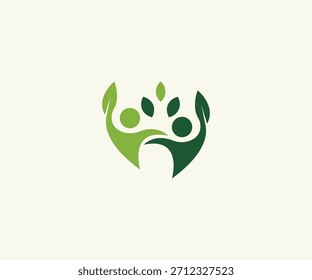 Icono del logotipo de la hoja humana respetuosa del medio ambiente, estilo de vida saludable Logotipo orgánico del hombre de la hoja