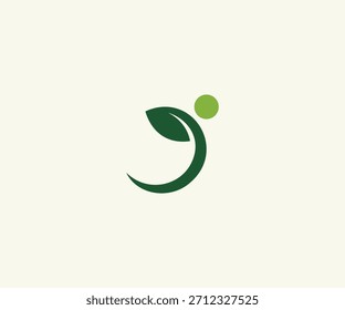 Icono del logotipo de la hoja humana respetuosa del medio ambiente, estilo de vida saludable Logotipo orgánico del hombre de la hoja