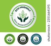 Eco Friendly Icon, 100% Biodegradeable, 100% Compostable, Eco hand Icon, pictogram, Symbol,logo, badge, emble, isolated graphic vector, flat illustration, Icon For packaing, environment friendly. 