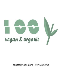 eco friendly icon. 100% vegan and organic simbol 