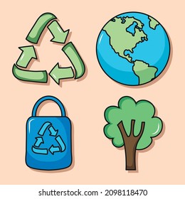 diseño ecológico de colección de iconos