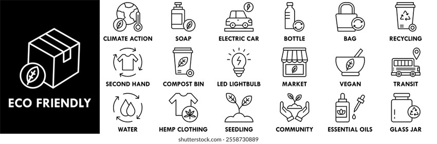 Eco Friendly icon collection set. Containing design environment, eco, green, sustainable, ecology