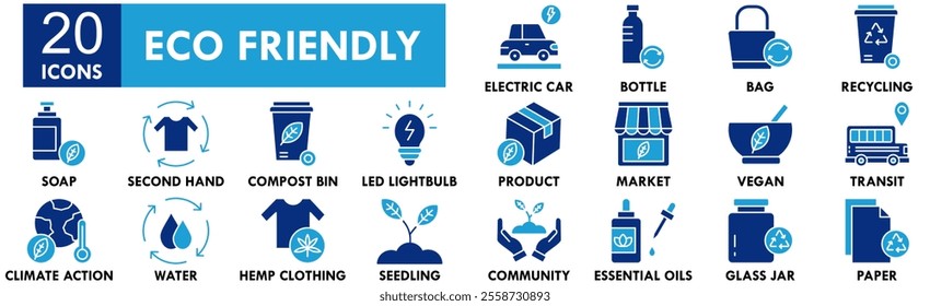 Eco Friendly icon collection set. Containing design environment, eco, green, sustainable, ecology