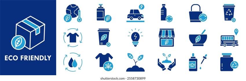 Eco Friendly icon collection set. Containing design environment, eco, green, sustainable, ecology