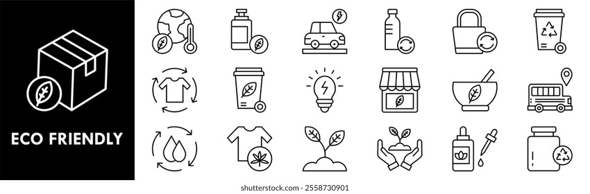 Eco Friendly icon collection set. Containing design environment, eco, green, sustainable, ecology