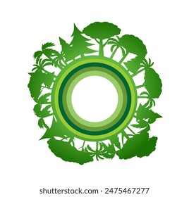 Icono ecológico de la tierra con crecimiento forestal alrededor de la esfera