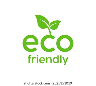 Eco friendly icon. Ecologic food stamp. Organic natural food label. Made from natural organic ingredients product stamp in green color vector design and illustration. 
