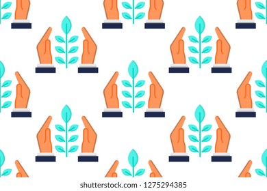 Eco friendly icon in flat style isolated on white background.  Seamless pattern stock vector illustration