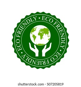 Eco friendly icon. Globe and human hand. Environment protection