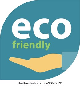 eco friendly icon, with hand, green, blue logo