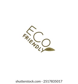 ECO friendly icon. Healthy natural product label logo design. Ecologic stamp. Organic natural food sign. Vector flat illustration isolated on white background. Green inscription with a leaf