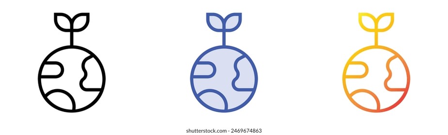 icono ecológico. Diseño de estilo de relleno lineal, azul y degradado aislado sobre fondo blanco