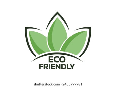 Icono o logotipo ecológico con hoja verde. Medio ambiente, etiqueta ecológica. Ilustración vectorial.