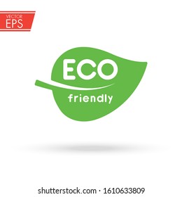 Eco friendly icon. Organic food illustration. Bio natural concept. Healthy eat emblem. Plant product mark. Ecology design. Nature environment sticker. Leaf sticker. Life vector.