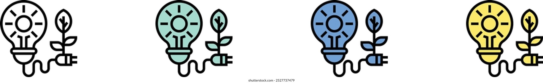 eco friendly icon. Outline, Green, Blue and Yellow Style Design Isolated On White Background