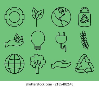 eco friendly icon set design