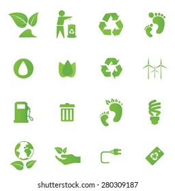 Eco friendly icon set in green