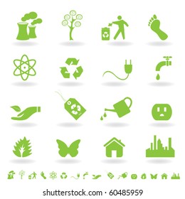 Eco friendly icon set in green