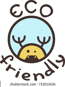 Eco friendly icon with shy yellow deer