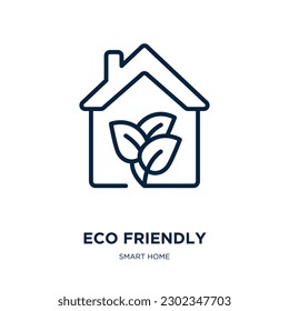 eco friendly icon from smart home collection. Thin linear eco friendly, eco, ecology outline icon isolated on white background. Line vector eco friendly sign, symbol for web and mobile