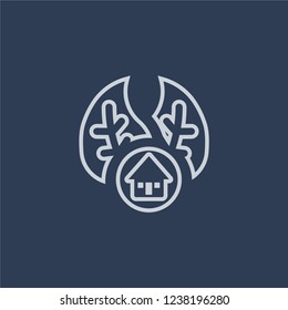 Eco friendly icon. Trendy flat vector line Eco friendly icon on dark blue background from smart home collection. 