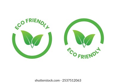 Eco friendly icons. Ecologic food stamps. Organic natural food labels. 100% compostable logo template illustration