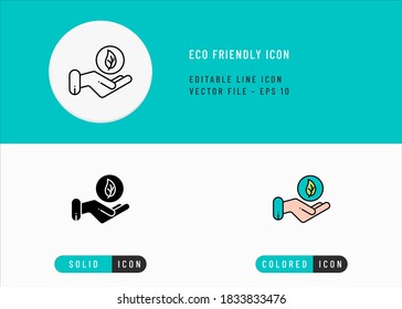 Eco friendly icons set editable stroke vector illustration. Safe biodegradable concept. Icon line style on isolated background for ui mobile app, web design, and presentation.