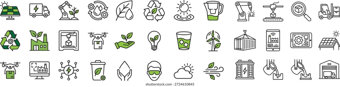 Eco amigável ícones conjunto incluindo reciclagem símbolo painel solar folha e verde tecnologia símbolos eco amigável ícones conjunto incluindo reciclagem símbolo painel solar folha e verde tecnologia símbolos
