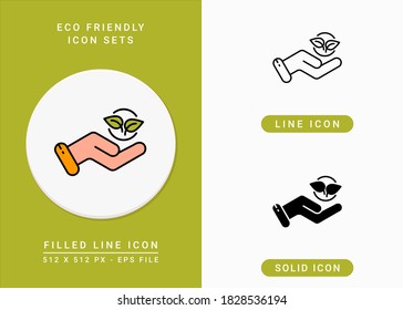 Eco friendly icons set vector illustration with solid icon line style. Bpa free biodegradable concept. Editable stroke icon on isolated background for web design, infographic and UI mobile app.