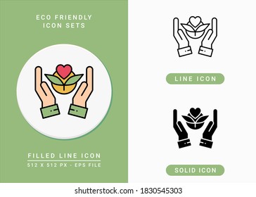 Eco friendly icons set vector illustration with solid icon line style. Bpa free biodegradable concept. Editable stroke icon on isolated background for web design, infographic and UI mobile app.