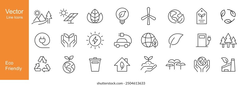 Eco Friendly Icons - Vector Line. Editable Stroke.