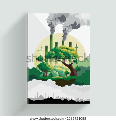 Eco Friendly And Industry Environment Background of Cover, Diary, Template Design.