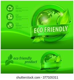 Eco friendly infographic in green, vector illustration