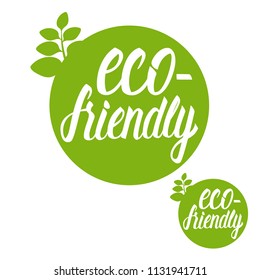 Eco friendly inscription lettering sign. Vector illustration hand drawn isolated on white background.