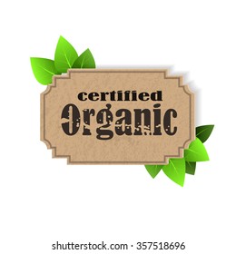 Eco Friendly Label certified organic recycling tag  on white