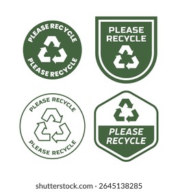 Eco Friendly Label Design Set with Recycle Symbols