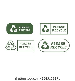 Eco Friendly Label Design Set with Recycle Symbols