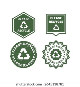 Eco Friendly Label Design Set with Recycle Symbols