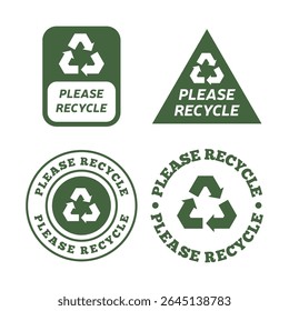 Eco Friendly Label Design Set with Recycle Symbols