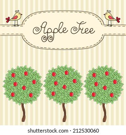 Eco Friendly label. Green tree. Hand drawn vector illustration.