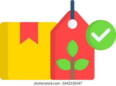 Eco Friendly Label Icon Flat Vector Illustration