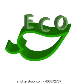 Eco friendly label .Eco logo. 3D graphics. Vector.